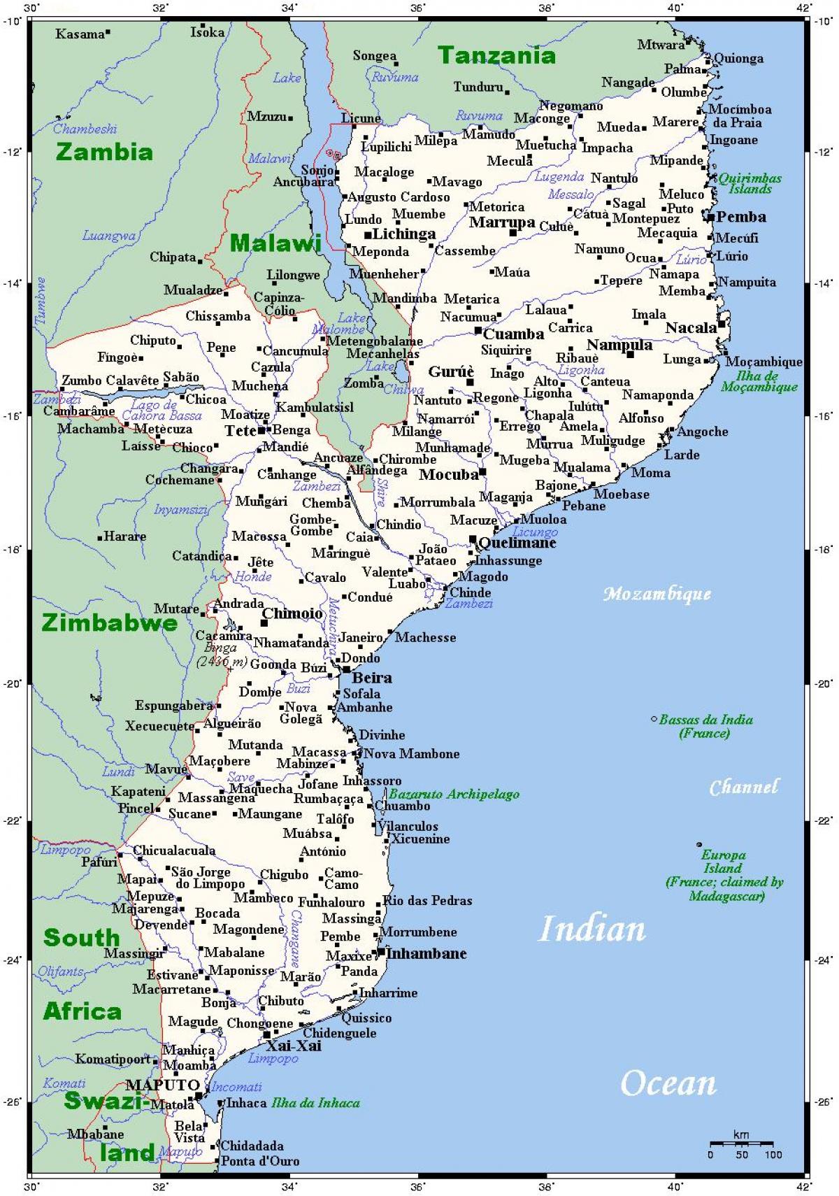 지도 모잠비크도시